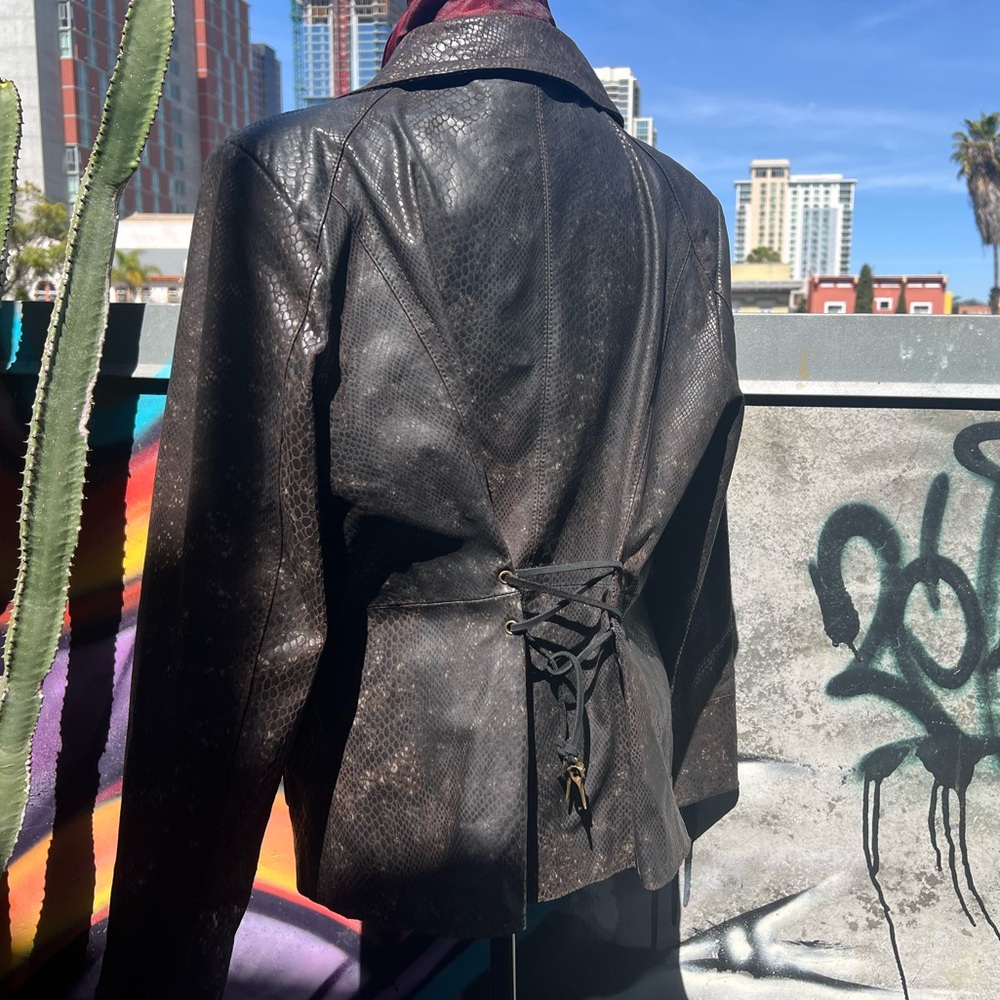 Upcycled Vintage Reptile Embossed Leather Jacket